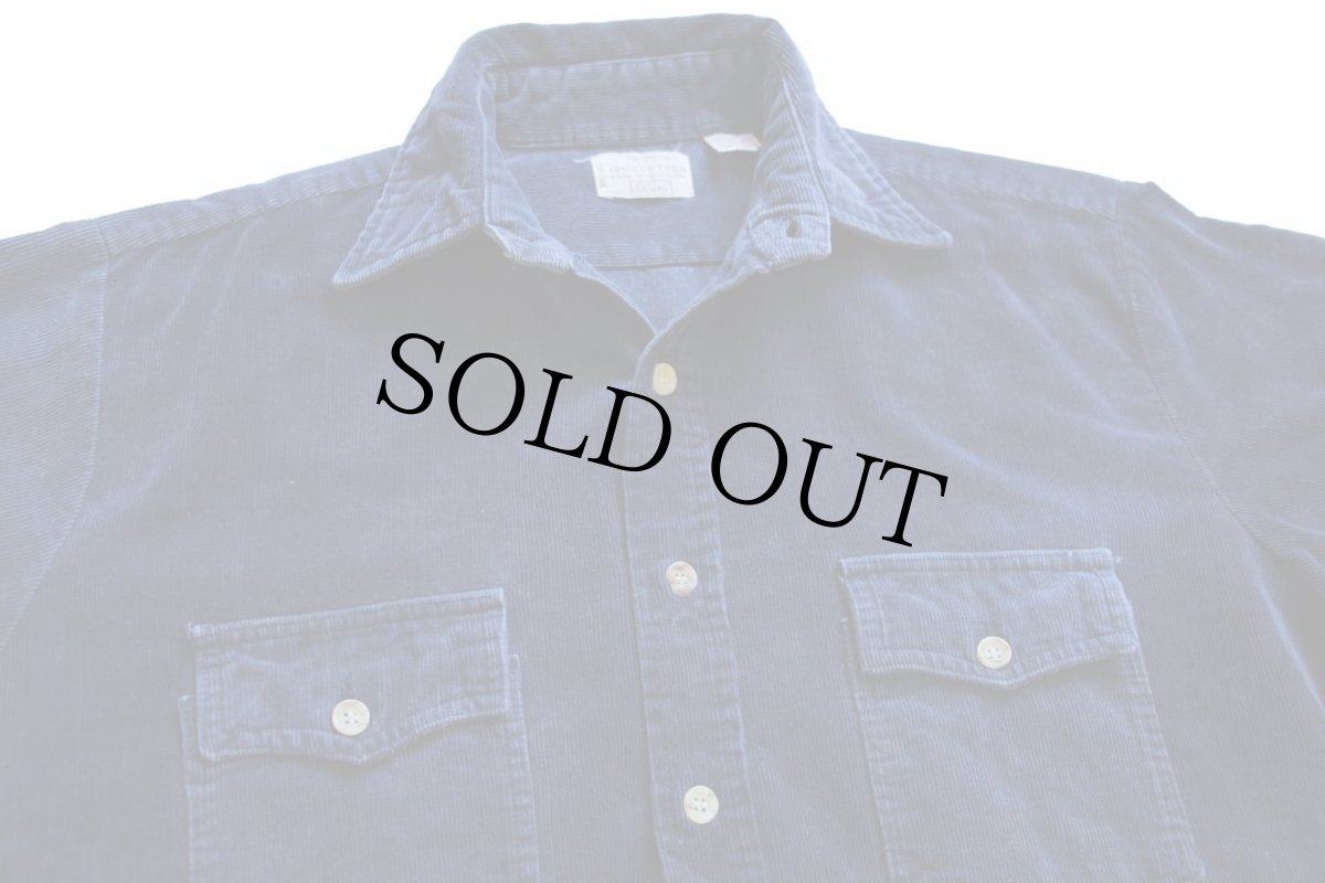 画像3: 80s Sears コットン コーデュロイシャツ 紺 M (3)