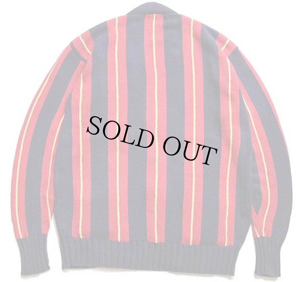 画像2: ポロ ラルフローレン パッチ付き マルチストライプ コットンニット カーディガン M (2)