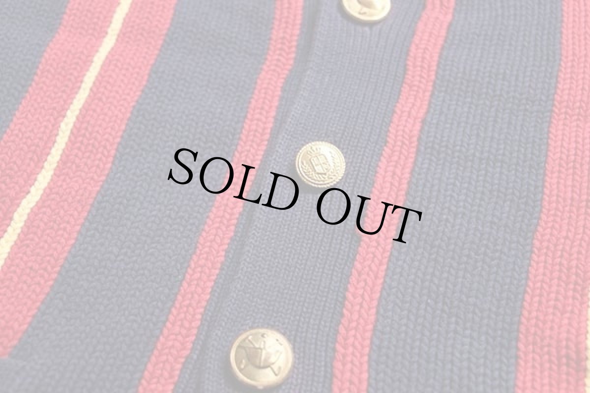 画像5: ポロ ラルフローレン パッチ付き マルチストライプ コットンニット カーディガン M (5)