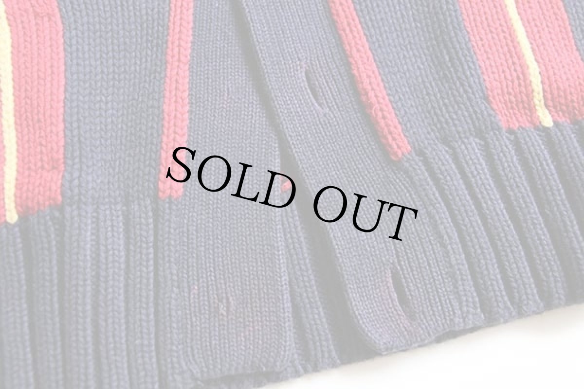 画像6: ポロ ラルフローレン パッチ付き マルチストライプ コットンニット カーディガン M (6)