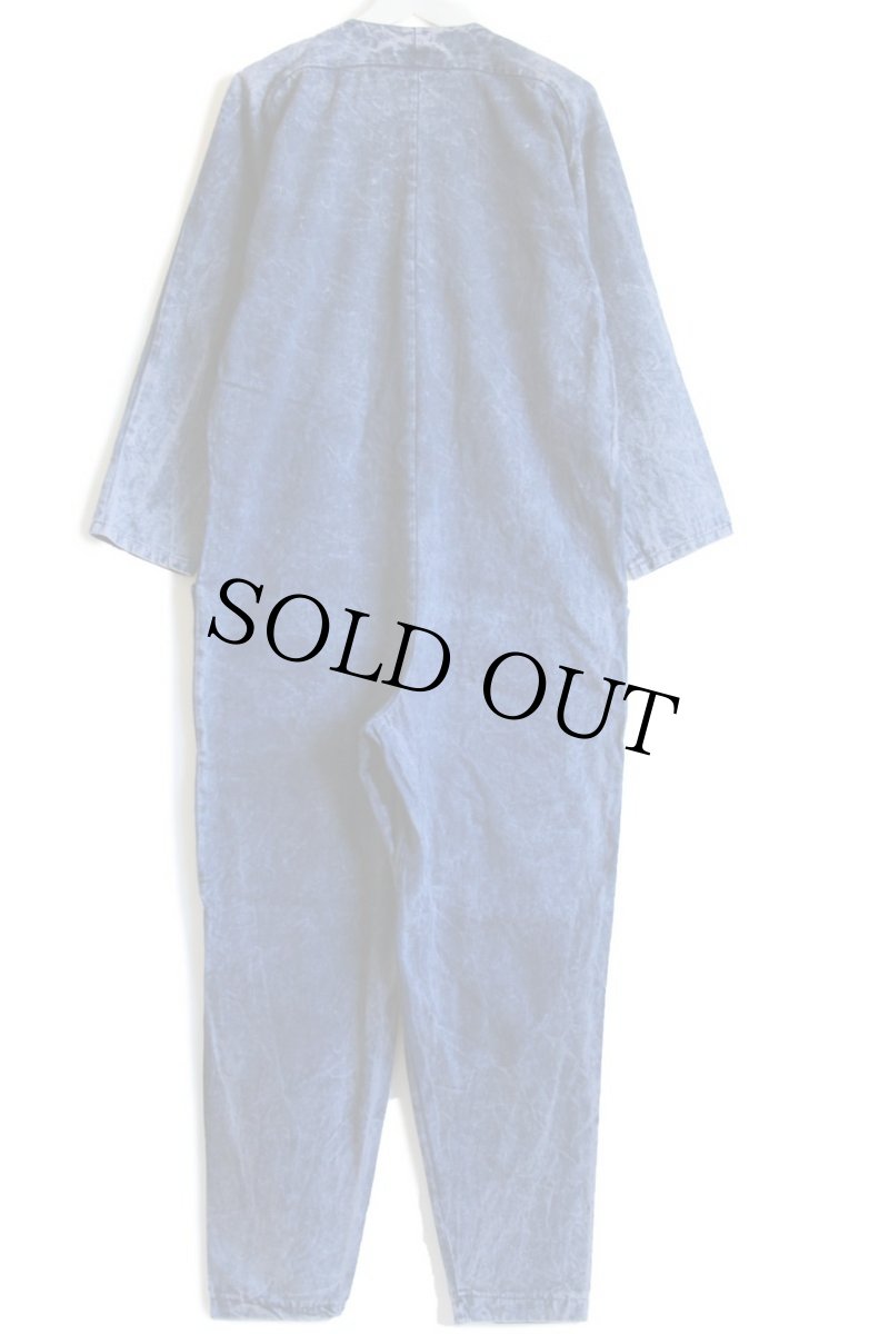 画像3: 90s USA製 bonjour ノーカラー ムラ染め デニム オールインワン 紺 M★つなぎ (3)