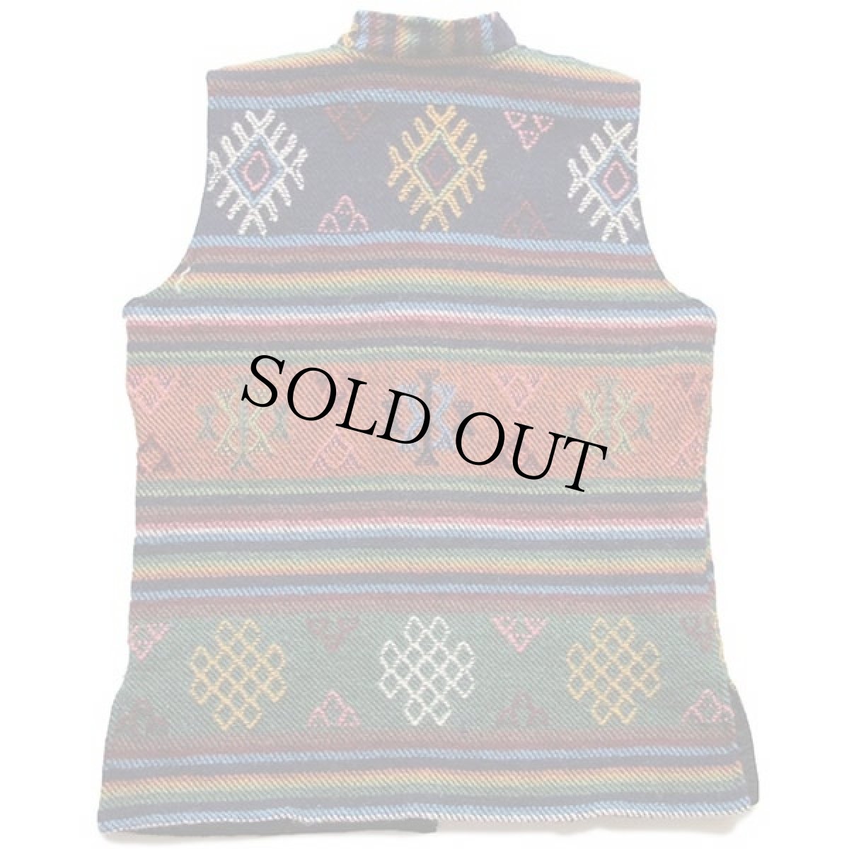 画像2: フォークロア柄 スタンドカラー ラグ ベスト (2)