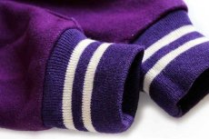 画像7: 80s USA製 Holloway チェーン刺繍&パッチ付き セーラーカラー メルトン ウール スタジャン 紫 L-M (7)