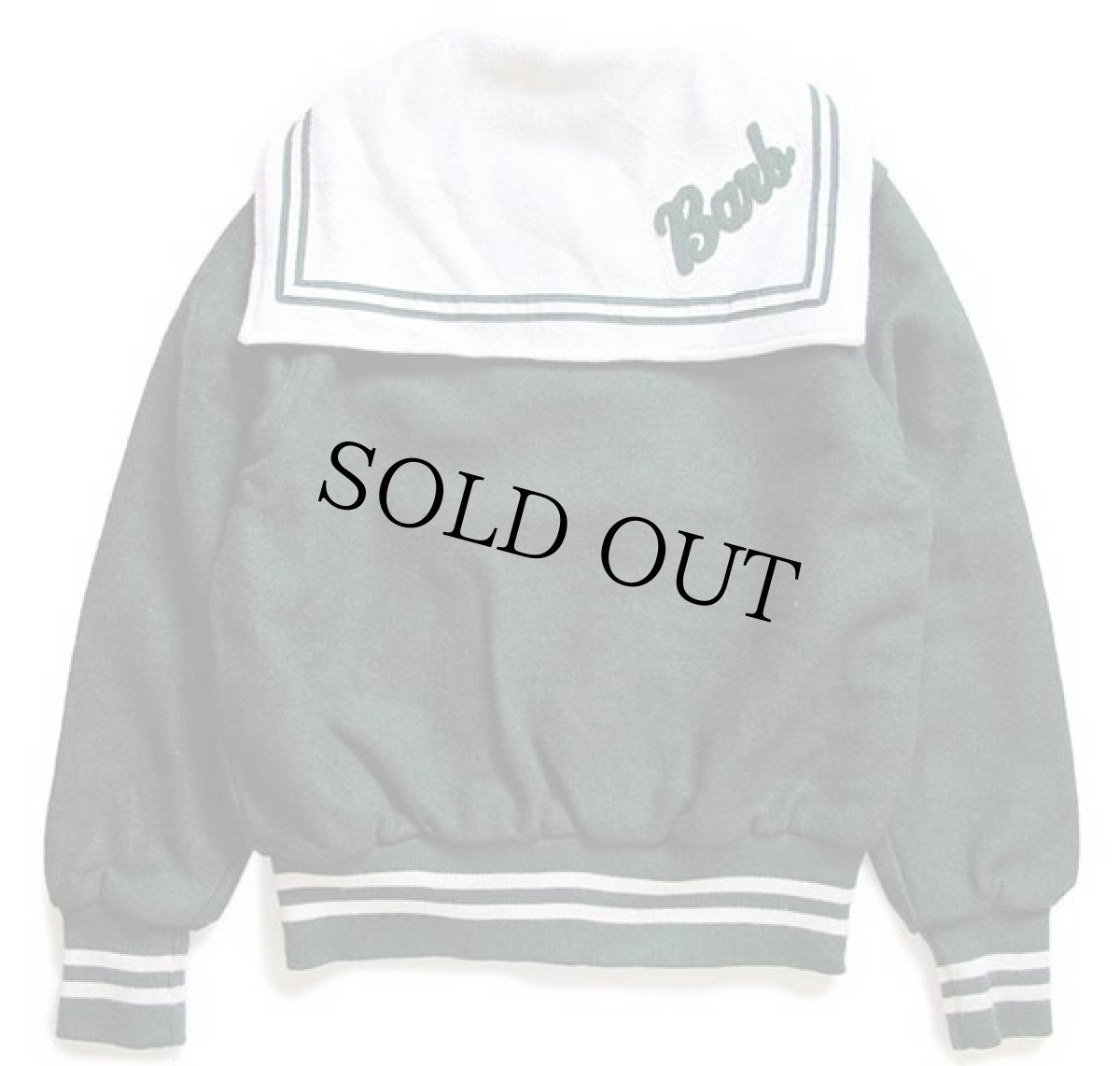 画像2: 90s USA製 Holloway パッチ付き セーラーカラー メルトン ウール スタジャン 深緑 L-XL (2)