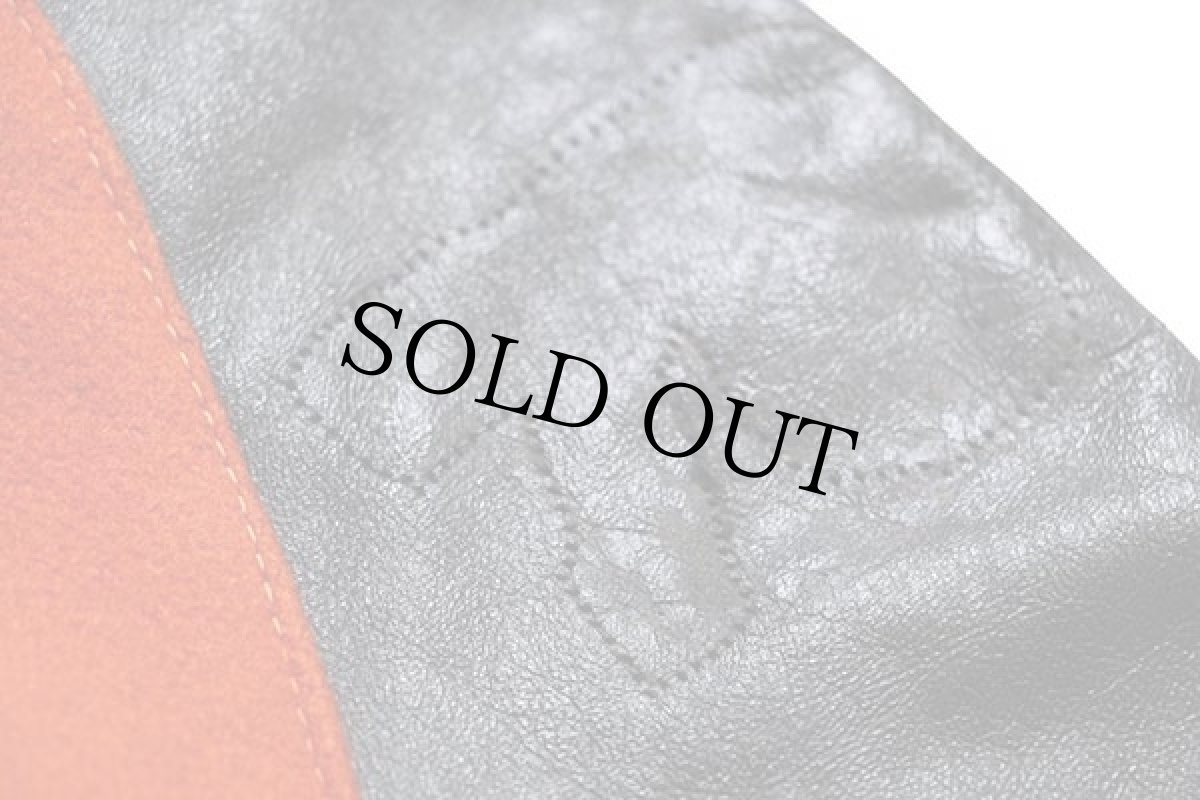 画像8: 60s DeLONGデロング パッチ付き メルトン ウール 袖革スタジャン オレンジ×黒 44 (8)