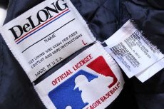 画像5: 90s USA製 DeLONGデロング MLB ROCKIES パッチ付き キルティングライナー メルトン ウール 袖革スタジャン 紫×黒L (5)