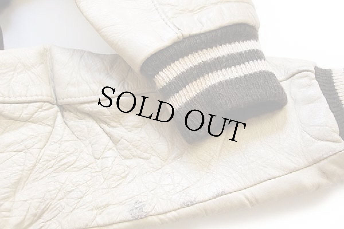 画像6: 80s USA製 DeLONGデロング パッチ付き キルティングライナー メルトン ウール 袖革スタジャン 焦げ茶×ベージュ (6)