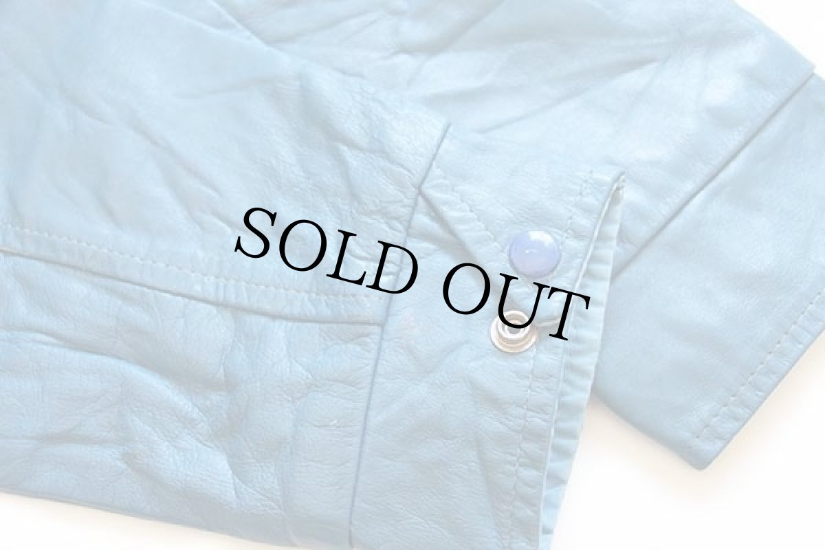 画像6: 80s カナダ製 DANBROOK&PELLAND ロゴ刺繍&パッチ付き キルティングライナー メルトン ウール 袖革スタジャン 青×薄青 10 (6)