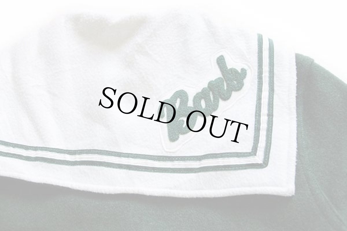 画像4: 90s USA製 Holloway パッチ付き セーラーカラー メルトン ウール スタジャン 深緑 L-XL (4)