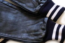 画像7: 70s USA製 DEERFOOT ウイングフット パッチ付き メルトン ウール 袖革スタジャン 紺×紺 40 (7)