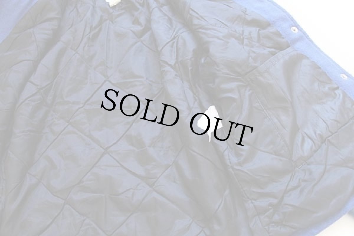 画像5: 80s カナダ製 DANBROOK&PELLAND ロゴ刺繍&パッチ付き キルティングライナー メルトン ウール 袖革スタジャン 青×薄青 10 (5)