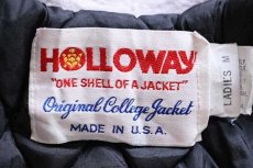 画像4: 80s USA製 Holloway チェーン刺繍&パッチ付き セーラーカラー メルトン ウール スタジャン 紫 L-M (4)