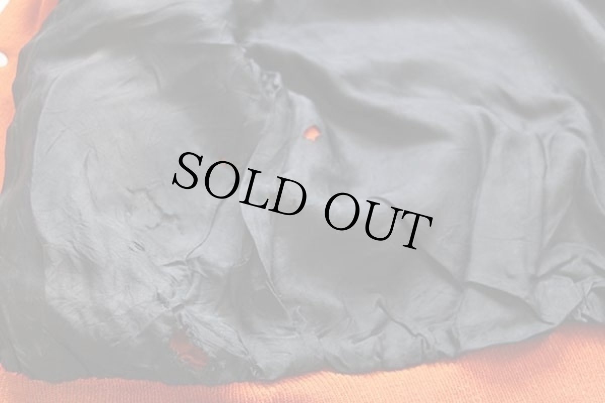 画像5: 60s DeLONGデロング パッチ付き メルトン ウール 袖革スタジャン オレンジ×黒 44 (5)