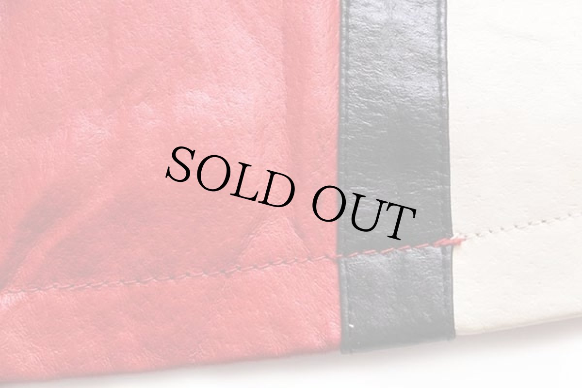 画像7: FOX INDIANAチェッカーフラッグ 星条旗 パッチ付き シングルライダース レザージャケット XL (7)