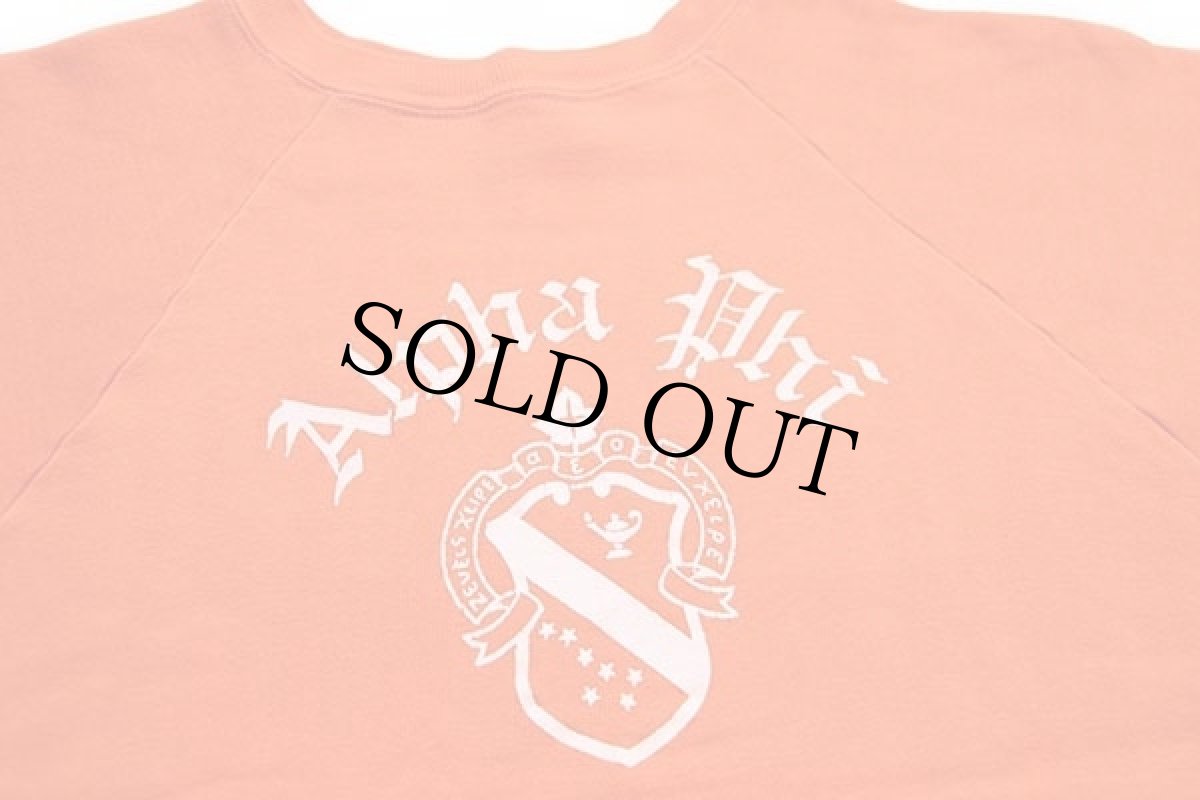 画像3: 60s Alpha Phi フロッキープリント コットン 半袖スウェット オレンジ (3)