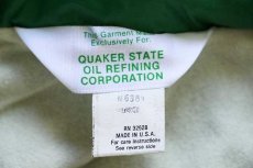画像4: 80s USA製 QUAKER STATE ロゴ刺繍 ナイロン レーシングジャケット 黄緑 L (4)