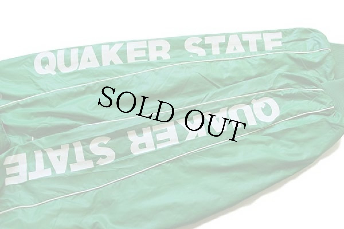 画像7: 80s USA製 QUAKER STATE ロゴ刺繍 ナイロン レーシングジャケット 黄緑 L (7)
