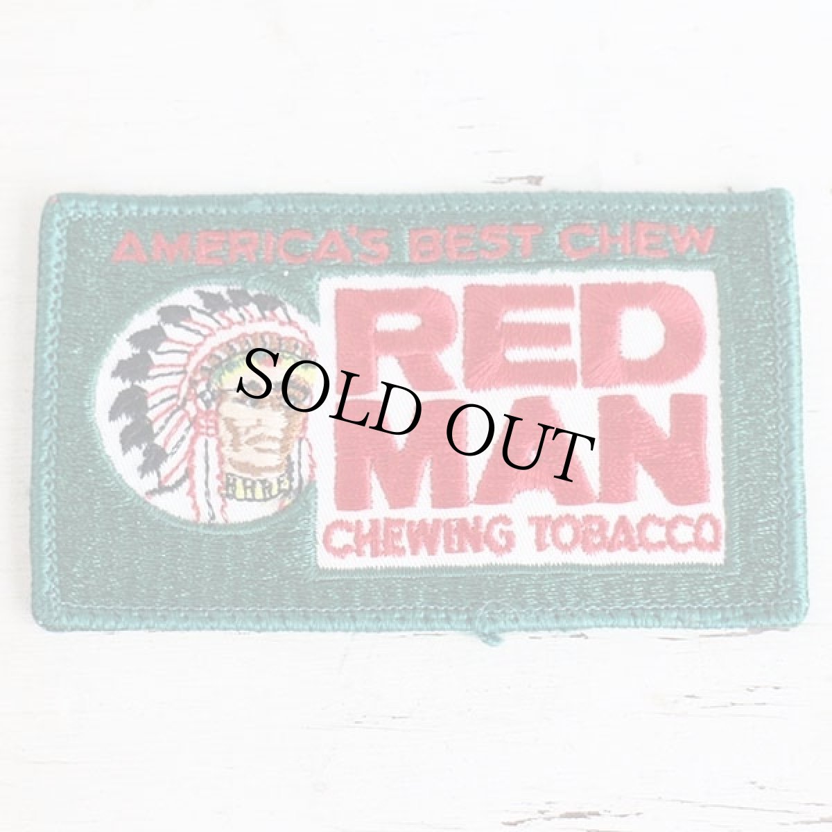 画像1: ビンテージ RED MAN CHEWING TOBACCO インディアンヘッド パッチ★ワッペン (1)