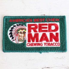 画像1: ビンテージ RED MAN CHEWING TOBACCO インディアンヘッド パッチ★ワッペン (1)