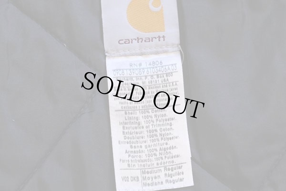 画像4: 00s メキシコ製 carharttカーハート キルティングライナー ダックベスト ペンキ飛び 焦げ茶 M (4)