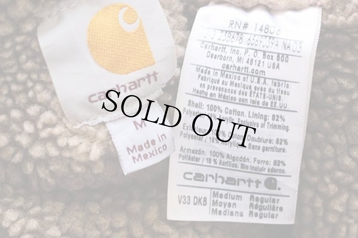 画像4: メキシコ製 carharttカーハート モックネック シェルパラインド サンドストーン ダックベスト 焦げ茶 M (4)