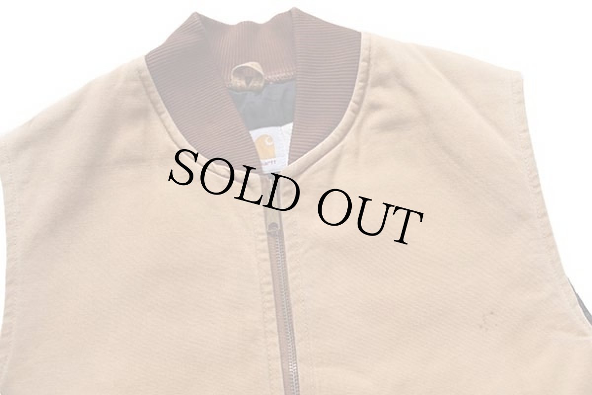 画像3: 90s USA製 carharttカーハート キルティングライナー ダックベスト 茶 XL-T (3)