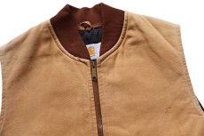 画像3: 90s USA製 carharttカーハート キルティングライナー ダックベスト 茶 XL-T (3)