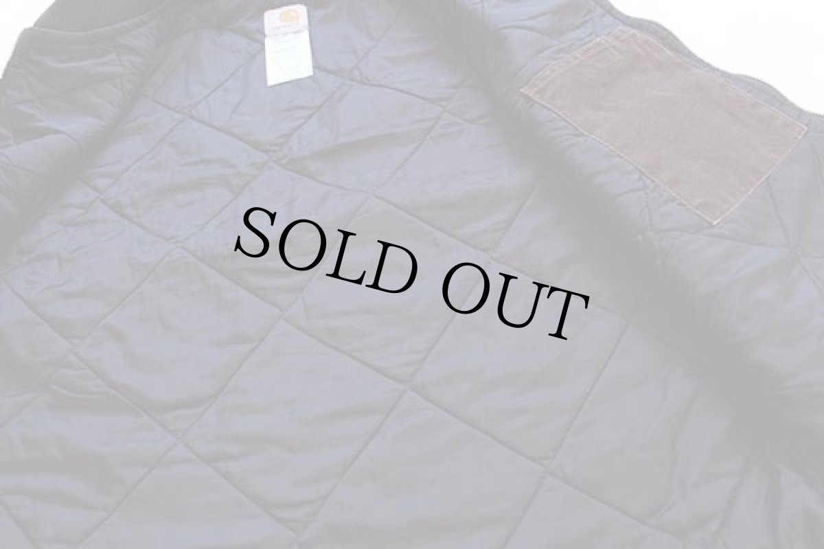 画像5: 00s メキシコ製 carharttカーハート キルティングライナー ダックベスト ペンキ飛び 焦げ茶 M (5)