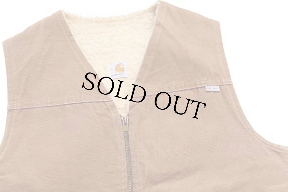 画像3: 80s USA製 carharttカーハート ボアライナー ダックベスト 茶 MT (3)