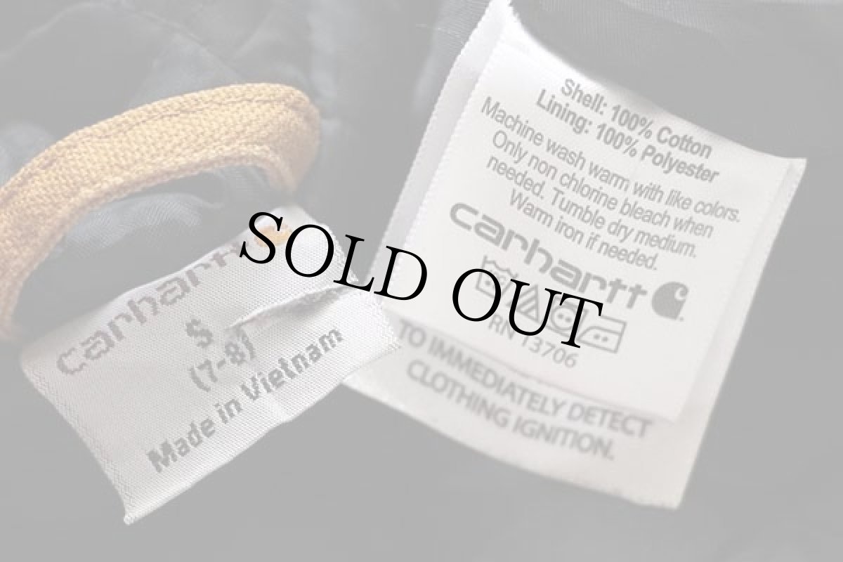 画像4: carharttカーハート キルティングライナー ダック地 アクティブジャケット パーカー 茶 キッズS (4)