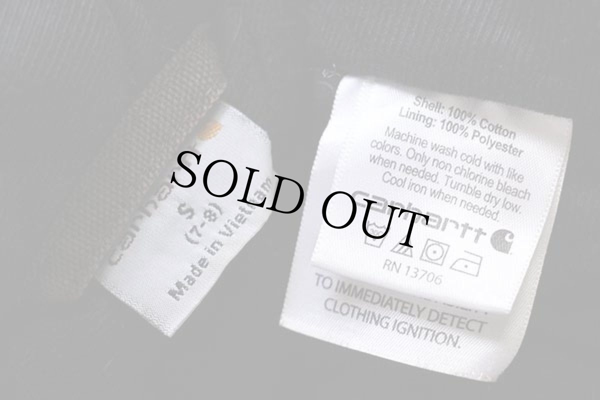 画像4: carharttカーハート キルティングライナー ダック地 アクティブジャケット パーカー 焦げ茶 キッズS (4)