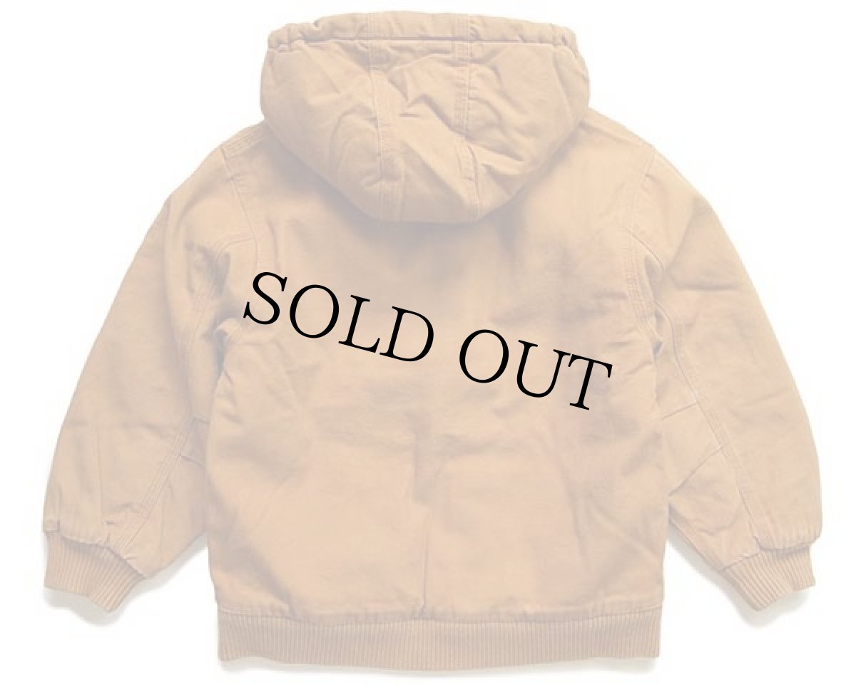 画像2: carharttカーハート キルティングライナー ダック地 アクティブジャケット パーカー 茶 キッズS (2)