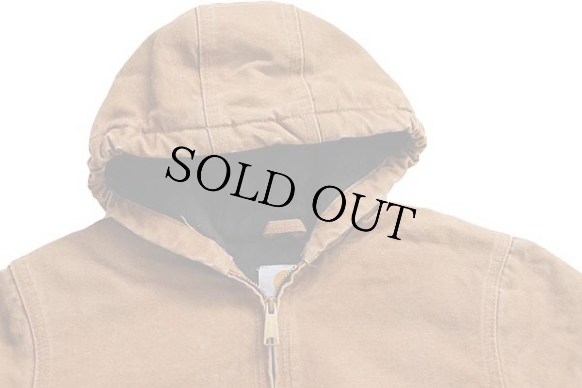 画像3: 00s メキシコ製 carharttカーハート キルティングライナー ダック地 アクティブジャケット パーカー 茶 ボーイズL (3)