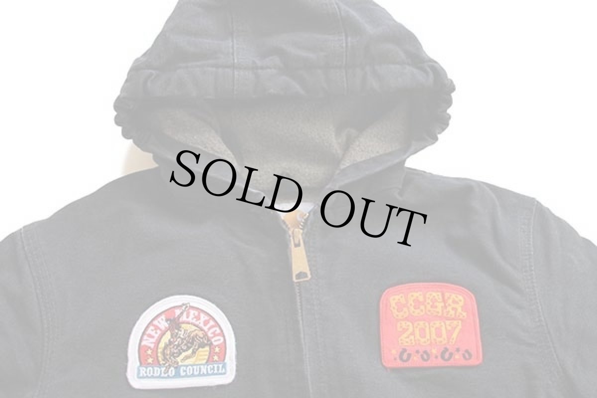 画像3: 00s メキシコ製 carharttカーハート パッチ付き シェルパラインド ダック地 アクティブジャケット パーカー 黒 ボーイズL (3)