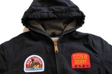 画像3: 00s メキシコ製 carharttカーハート パッチ付き シェルパラインド ダック地 アクティブジャケット パーカー 黒 ボーイズL (3)