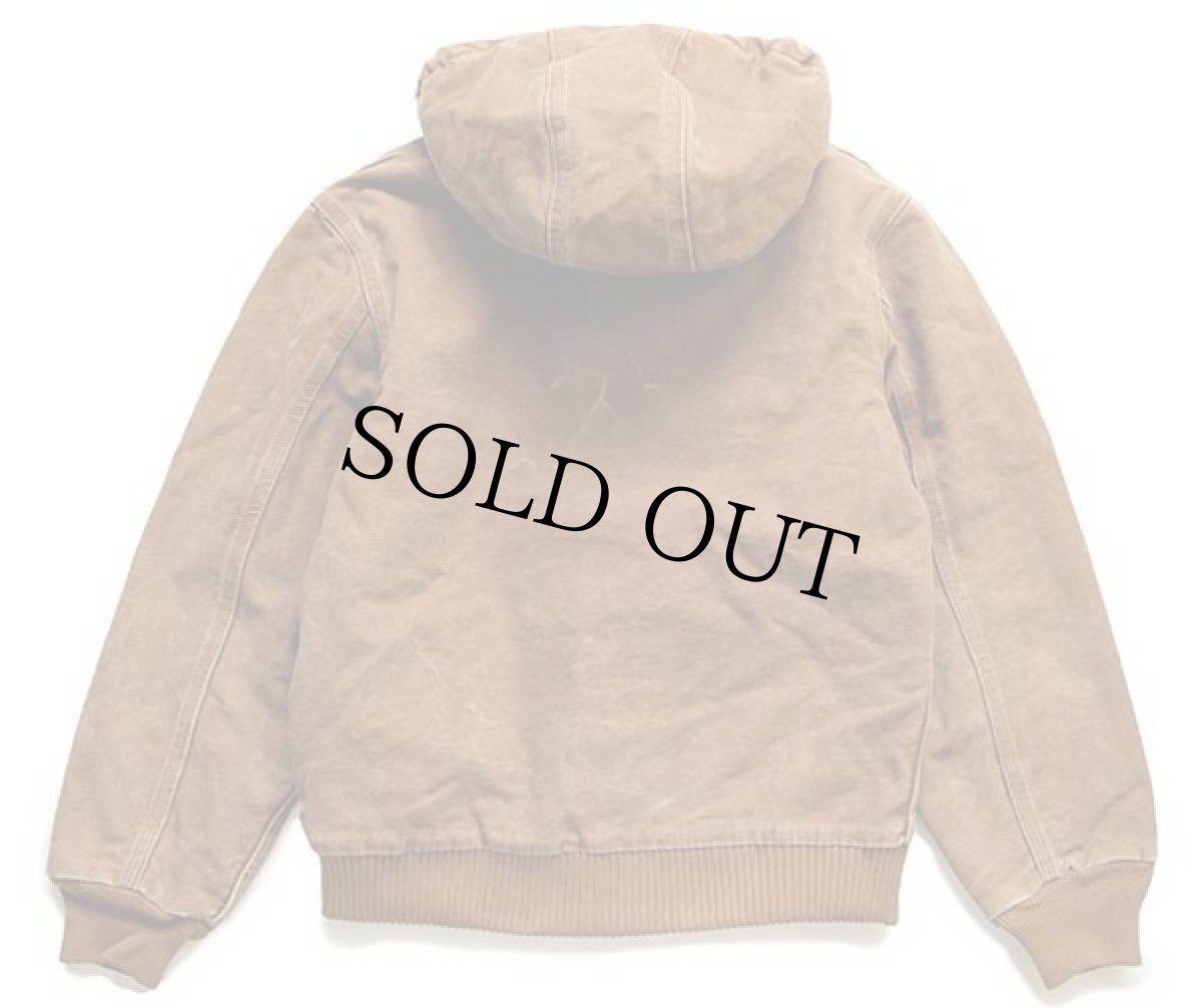 画像2: 00s メキシコ製 carharttカーハート キルティングライナー ダック地 アクティブジャケット パーカー 茶 ボーイズL (2)