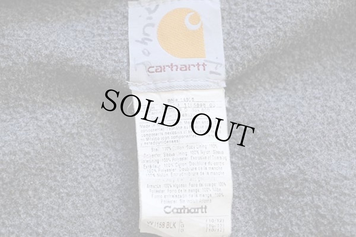 画像4: 00s メキシコ製 carharttカーハート パッチ付き シェルパラインド ダック地 アクティブジャケット パーカー 黒 ボーイズL (4)