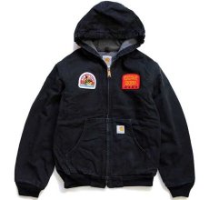 画像1: 00s メキシコ製 carharttカーハート パッチ付き シェルパラインド ダック地 アクティブジャケット パーカー 黒 ボーイズL (1)