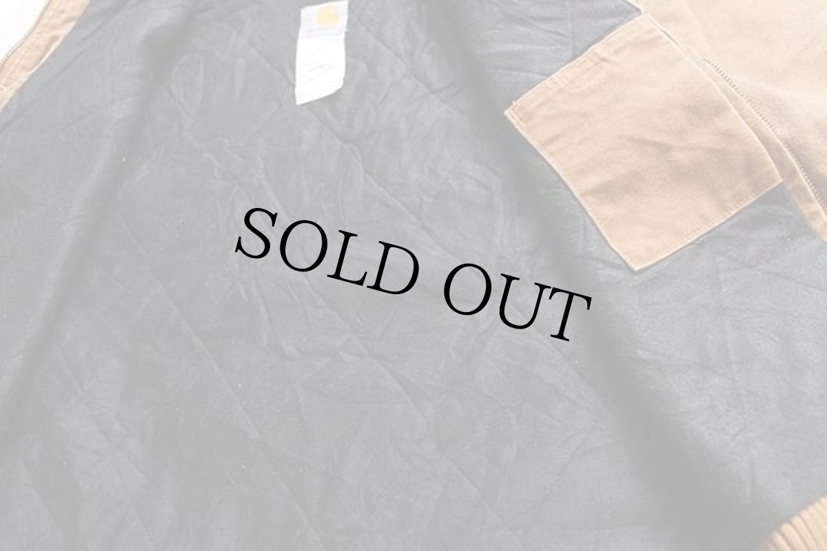 画像5: 00s メキシコ製 carharttカーハート キルティングライナー ダック地 アクティブジャケット パーカー 茶 ボーイズL (5)