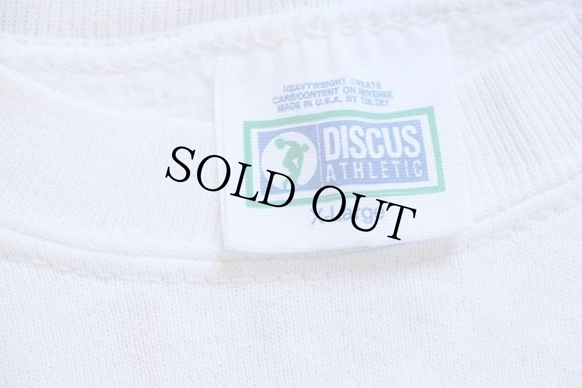 画像4: 90s USA製 DISCUS PLAINFIELD TRACK&FIELD 両面プリント スウェット 白 XL (4)