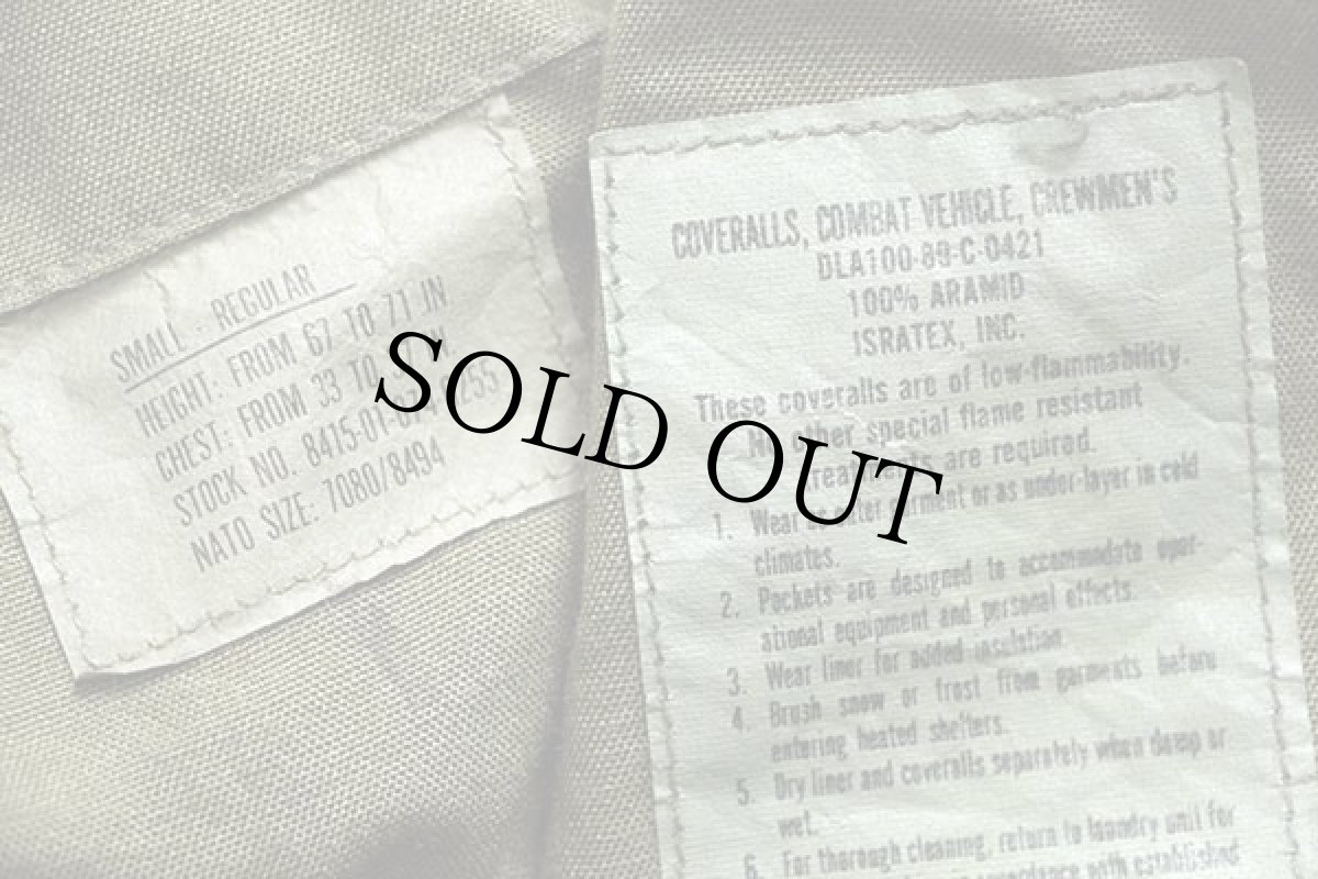 画像5: 80s 米軍 U.S.ARMY CVC タンカース カバーオール アラミド オールインワン オリーブグリーン S-R★つなぎ (5)