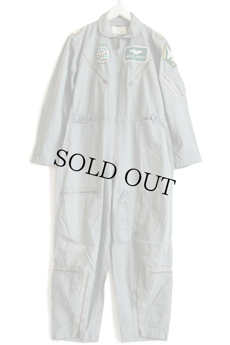 画像2: 60s 米軍 USAF K-2B パッチ付き カバーオール フライトスーツ セージグリーン M-S★つなぎ (2)