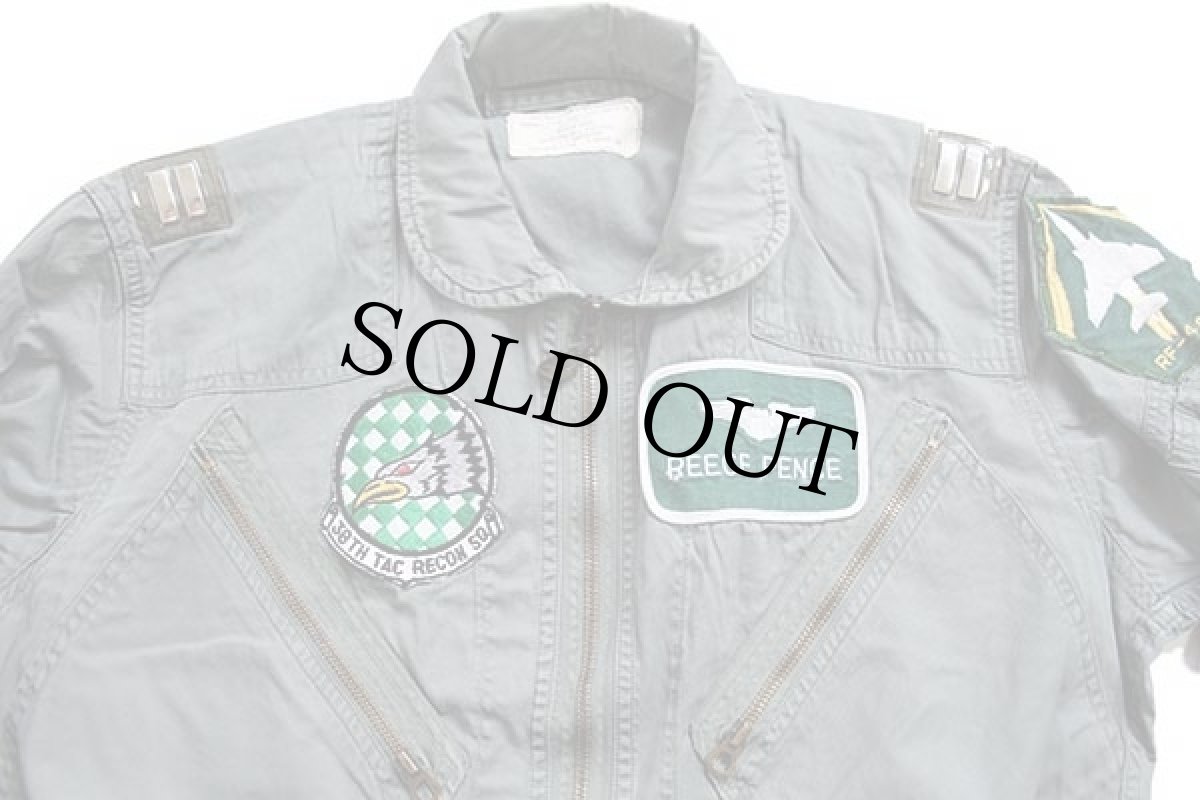 画像4: 60s 米軍 USAF K-2B パッチ付き カバーオール フライトスーツ セージグリーン M-S★つなぎ (4)