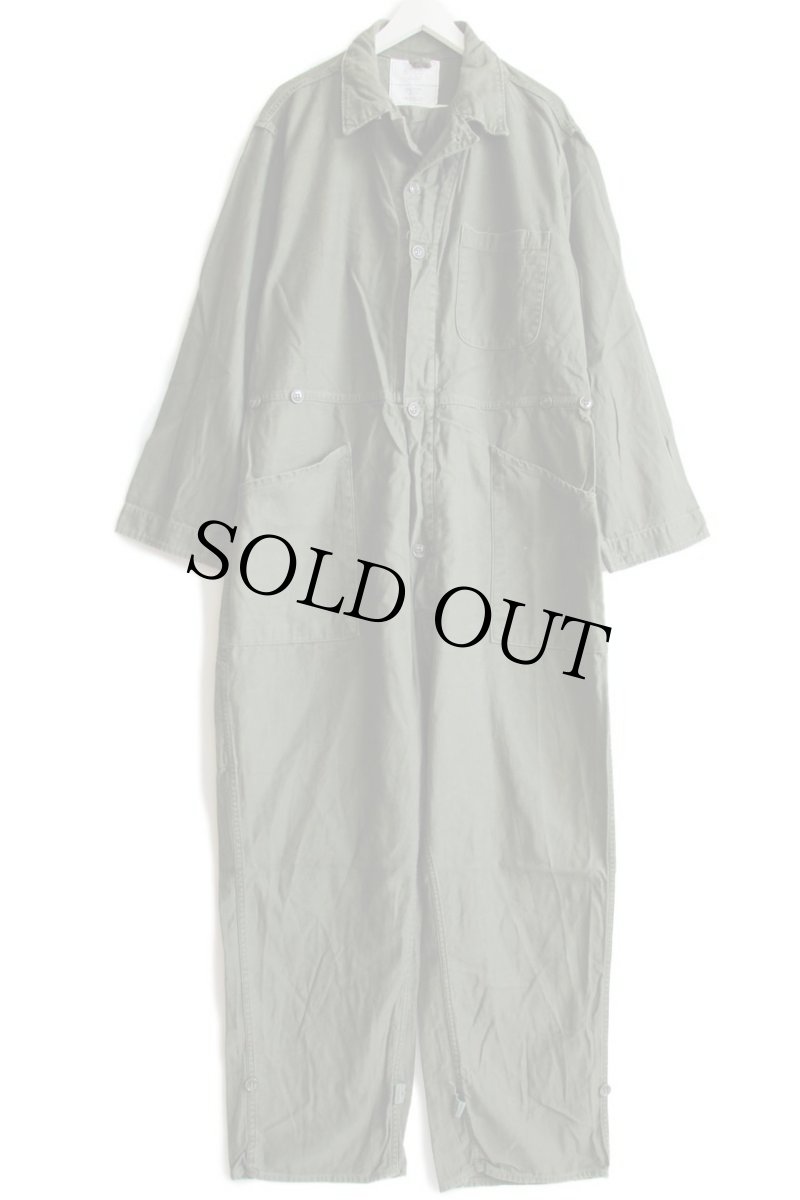 画像2: 80s 米軍 U.S.ARMY 逆ステンシル コットンサテン カバーオール オールインワン オリーブグリーン XL★つなぎ (2)