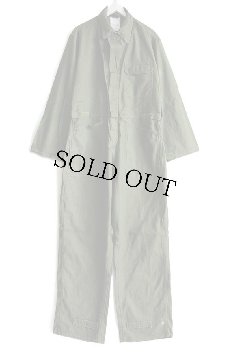 画像2: 90s 米軍 U.S.ARMY コットンサテン カバーオール オールインワン オリーブグリーン L★つなぎ (2)