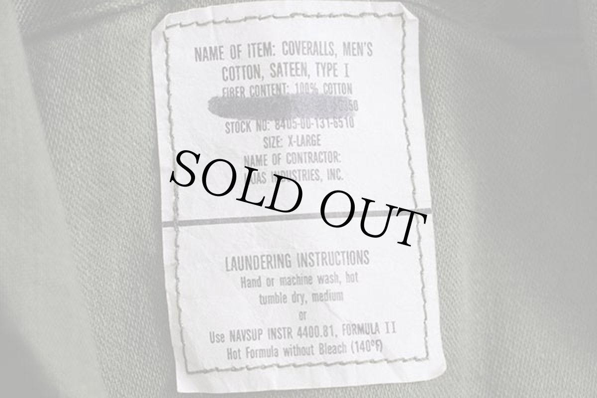 画像6: 80s 米軍 U.S.ARMY コットンサテン カバーオール オールインワン オリーブグリーン XL★つなぎ (6)