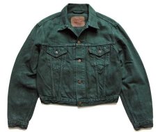 画像1: 90s Levi'sリーバイス 71163 ショート丈 カラーデニムジャケット 後染め 緑 M★ユーロ (1)