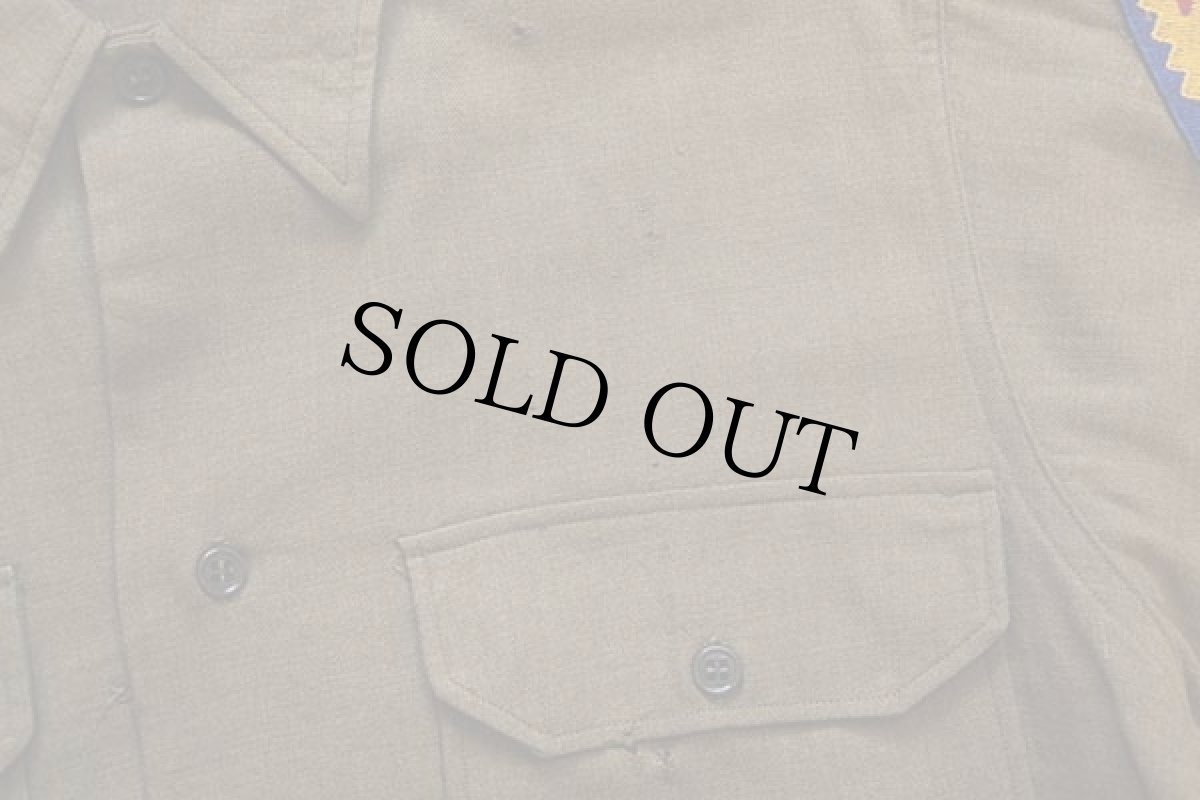 画像7: 40s 米軍 U.S.ARMY パッチ&マチ付き ウールシャツ オリーブドラブ 15 (7)