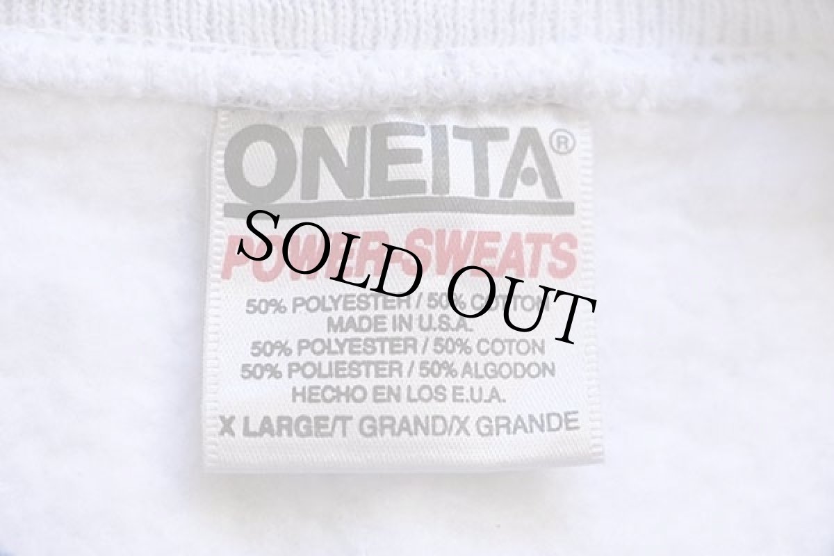 画像4: 90s USA製 Hereford middle 足型 リブライン スウェット 杢ライトグレー×青 XL (4)