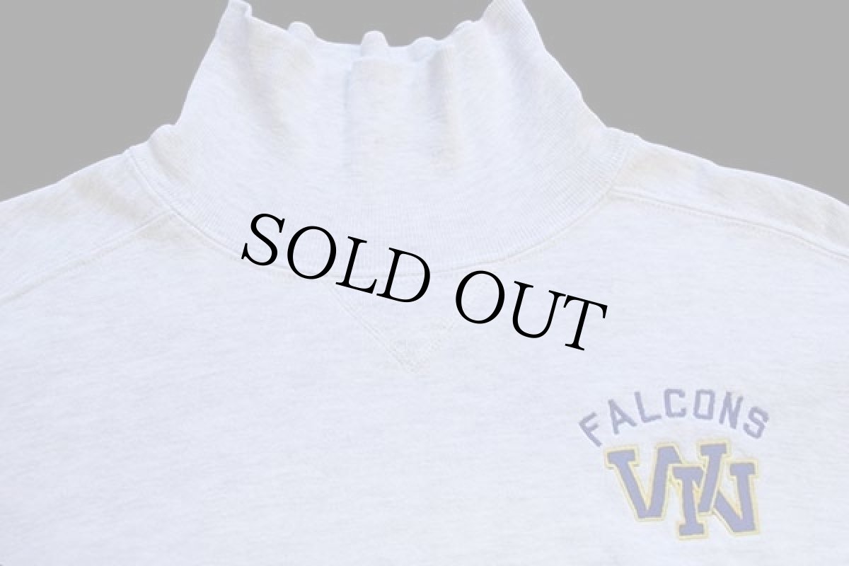 画像3: 90s USA製 RUSSELLラッセル FALCONS 刺繍 ハイネック 前V スウェット 杢ライトグレー XL (3)